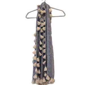 NWT Blue Metallic Boho Bohemian Linen Blend Tassel Scarf​​​​​​​​​​​​​​​​​​
